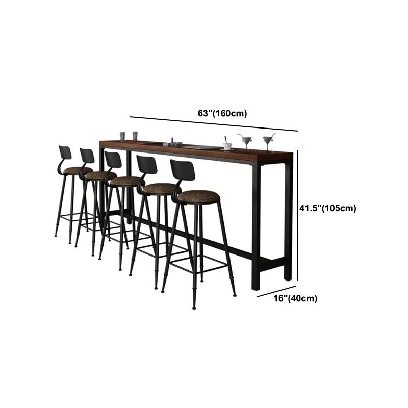 Industrial Rectangle Bar Table Solid Wood Bar Dining Table with Trestle Base