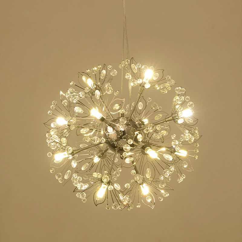Modern Style Chandelier Light Crystal Sphere Multi Head Pendant Light for Living Room