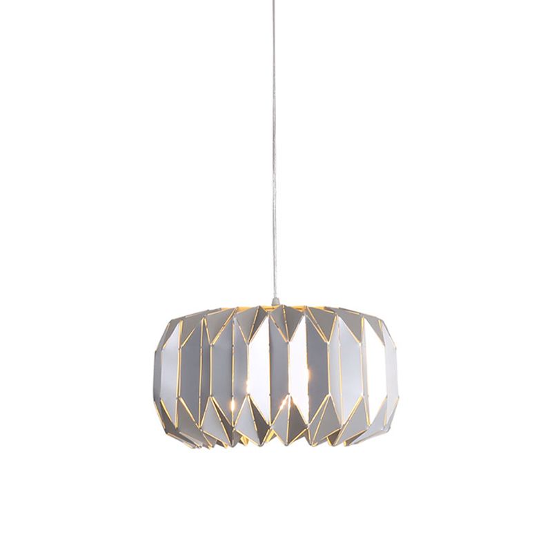 Luz de colgante de techo de 1 luz contemporánea con sombra de metal Kit de lámpara colgante de calabaza plateada/negra
