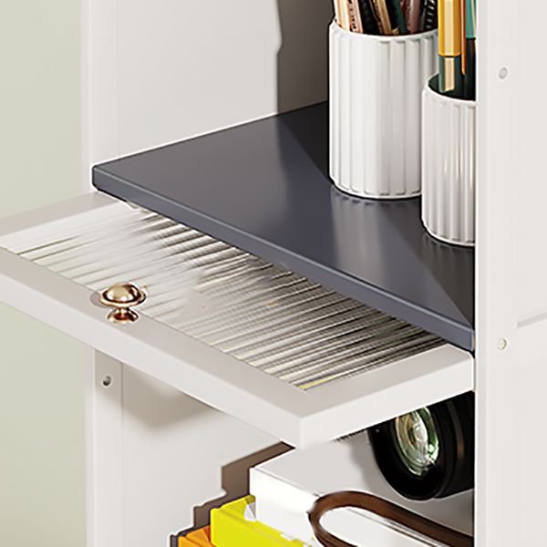 Mid-Century Modern Accent Cabinet Rectangle Storage Cabinet with Doors, White