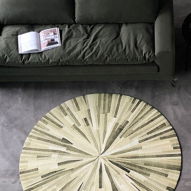 Decorative Brown Novelty Rug Polyester Radial Pattern Area Carpet Washable Non-Slip Backing Pet Friendly Rug for Living Room