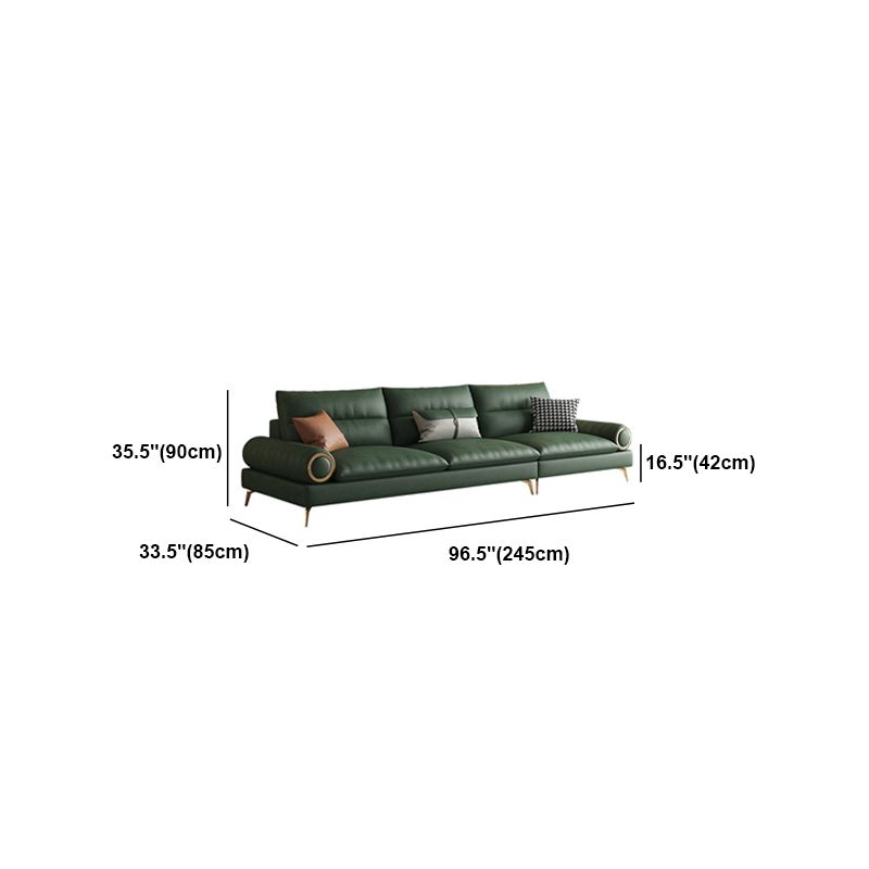 Faux Leather Contemporary Rolled Arm Sofa Standard Sofa with Sewn Pillow Back