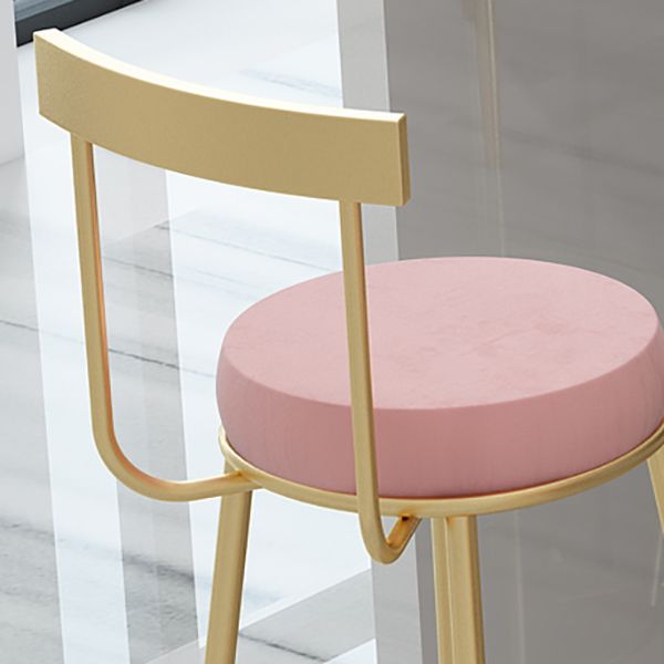 Glam Round Counter Height Stools Grey and Gold Footrest Upholstered Counter Bar Stool