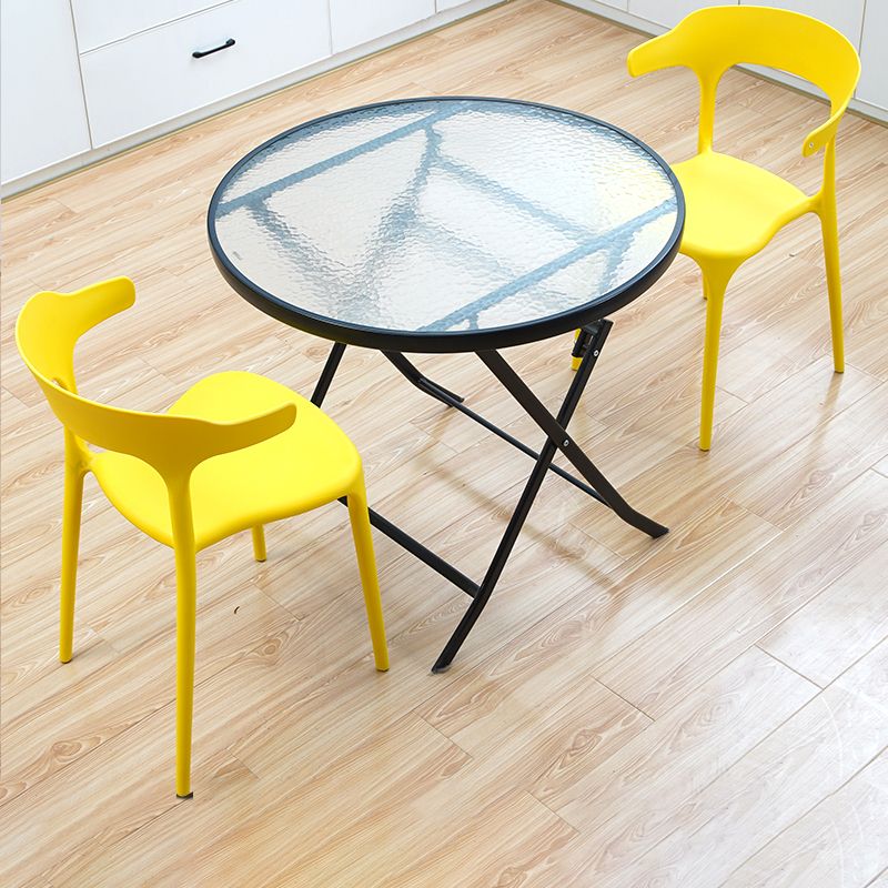 Modern Style Glass Dining Room Dinner Kitchen Table Round Table with Black Frame