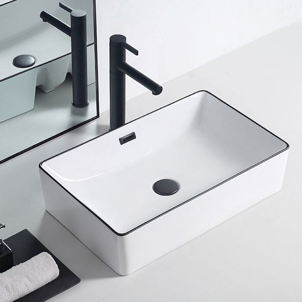 Modern Porcelain Trough Sink Rectangular Trough Bathroom Sink