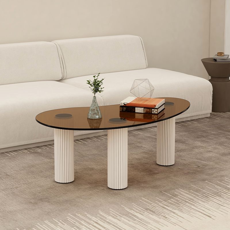 14.9"H 3 Legs Base Solid Color Glass/Slate Irregular Top Coffee Table