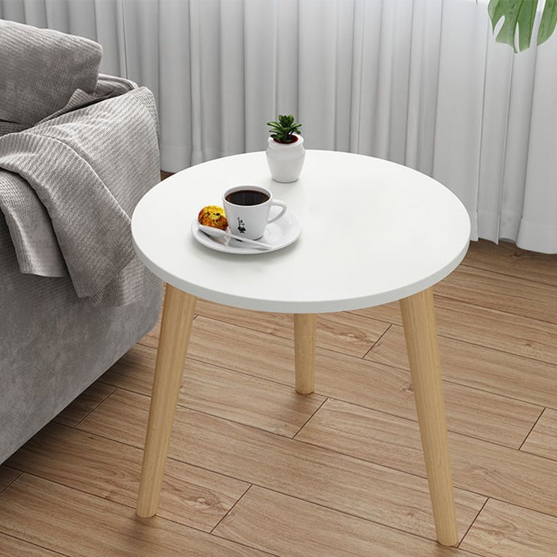 3 Legs End Table Wood White/Natural Round Side Table for Living Room