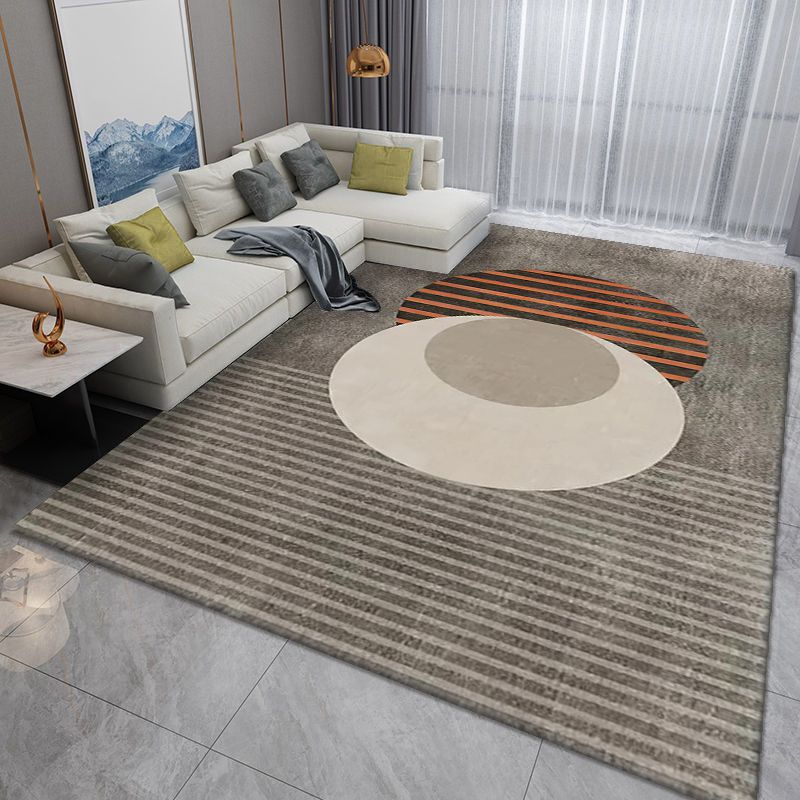 Grey Striped Rug Polyester Gorgeous Rug Washable Rug for Home Decor