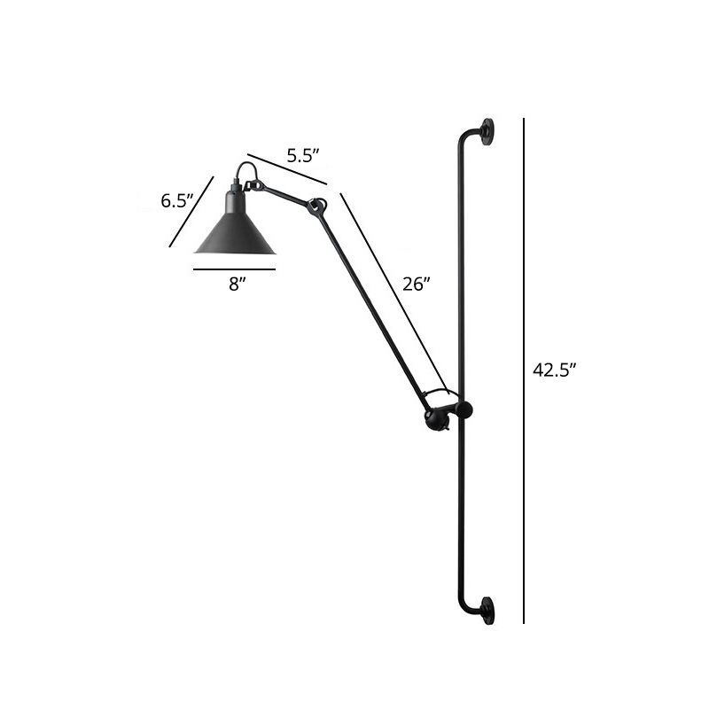 1 Kopf schattierte Wandmontage Lesen leuchtender Dachbodenmetall -Wandbeleuchtung mit verstellbarem Arm
