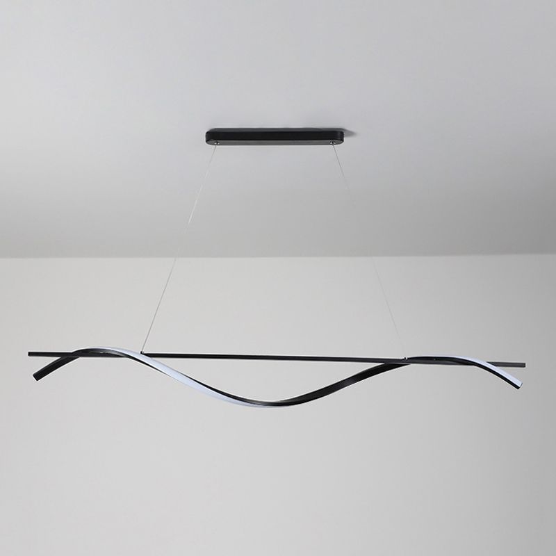 Metal Linear Pendant Light Kit Modern 1 Light Island Lights in Black