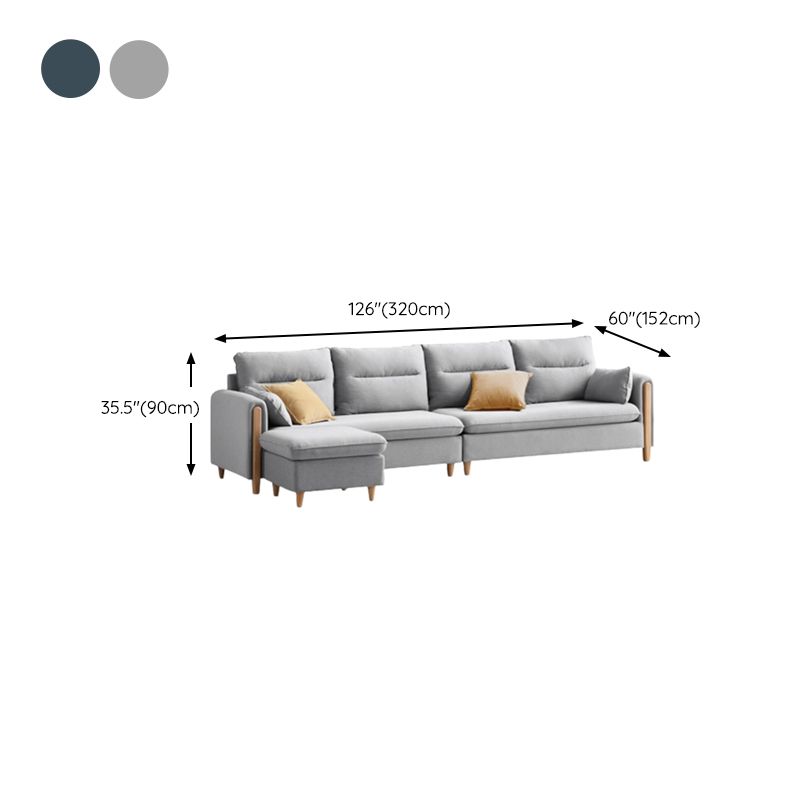 Solid Wood Square Arm Contemporary Fabric Sofa for Living Room
