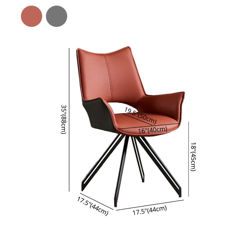 Sillas de comedor de cuero con brazo de estilo industrial, respaldo abierto, silla lateral para el hogar