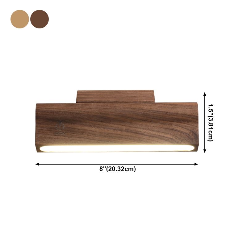 Nordic Style Wall Sconce Strip Shape LED Wall Light with Wood for Living Room