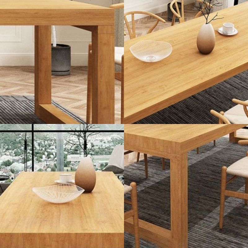 Modern Solid Wood Dining Site Table Rectangle Sled Base Dining Table in Natural
