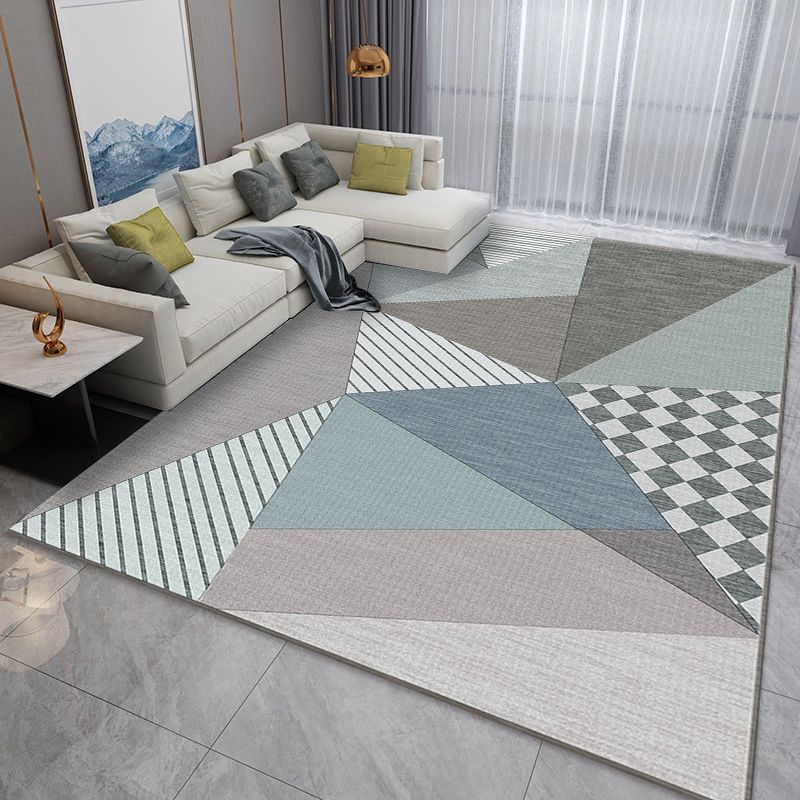 Tapis géométrique du tapis moderne de la Marine Tapis lavable pour le salon