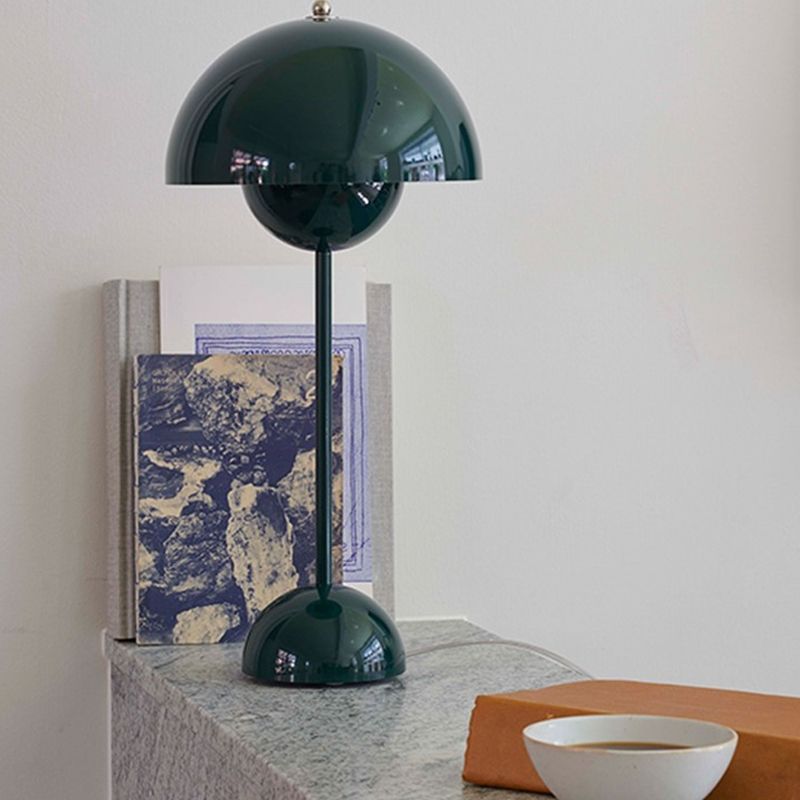Macaroon Table Light Mushroom 1-Light Bedroom Nightstand Lamp with Metal Shade