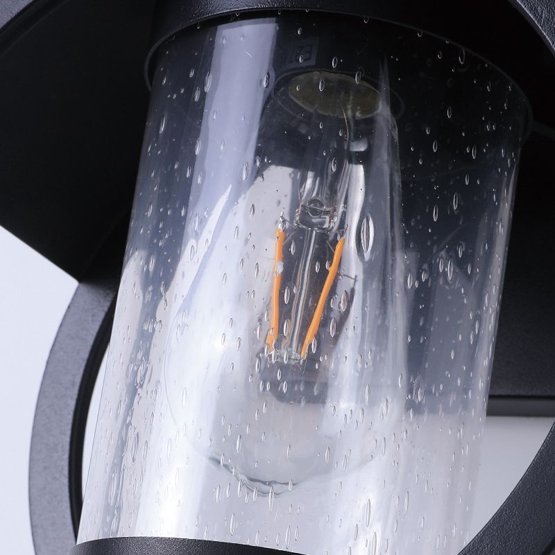 Industrieller Stil schwarzer Schmiedeeisen Wandleuchte mit ausgesätten Glaszylinderschatten Eins Lampen -Lampen -Beleuchtung