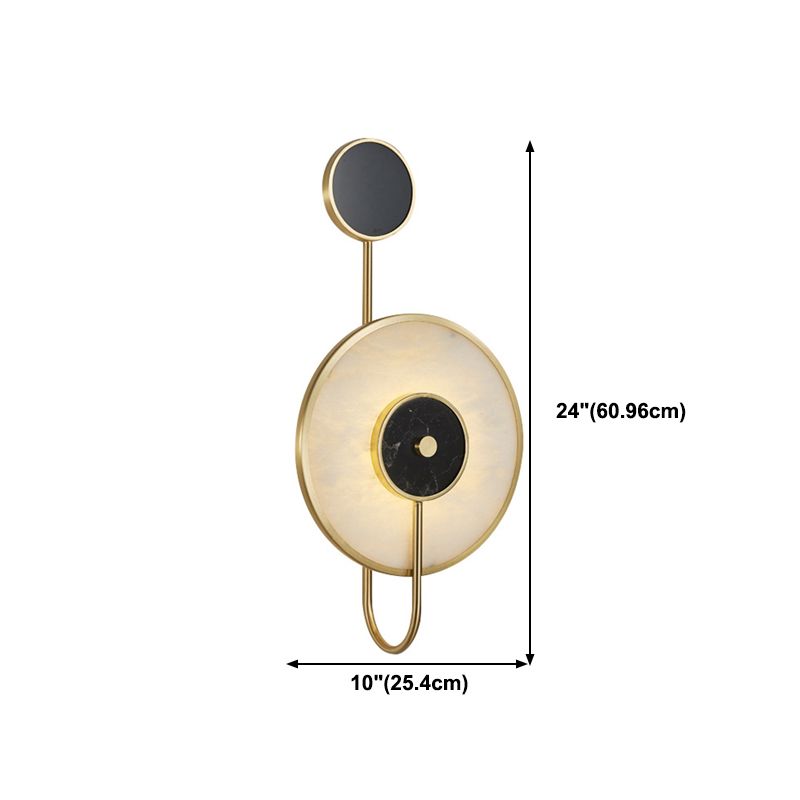 1 Light Round Wall Lighting Fixtures Modern Style Stone Wall Mounted Lamps