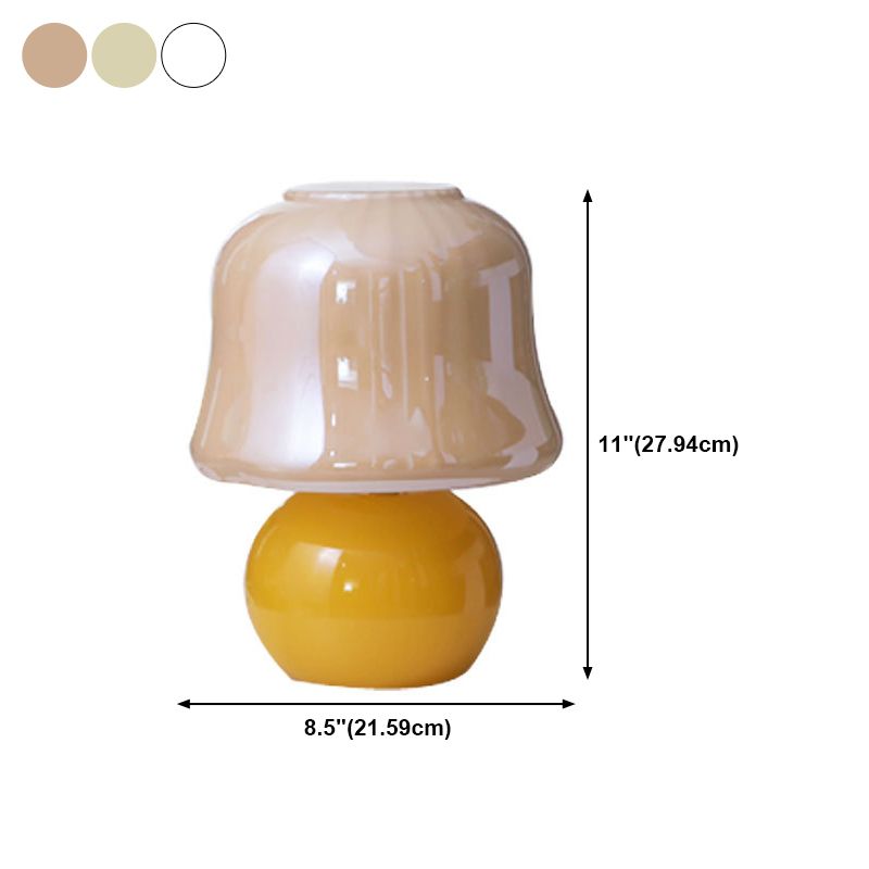 Mushroom Glass Nightstand Lamp Macaron Style 1 Head Bedroom Table Light