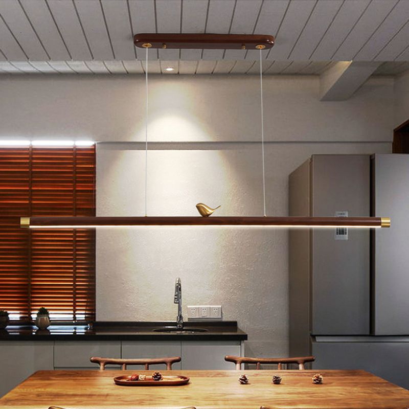 Contemporary Kitchen Pendant Light Linear Ceiling Pendant Light Wood 1 Light