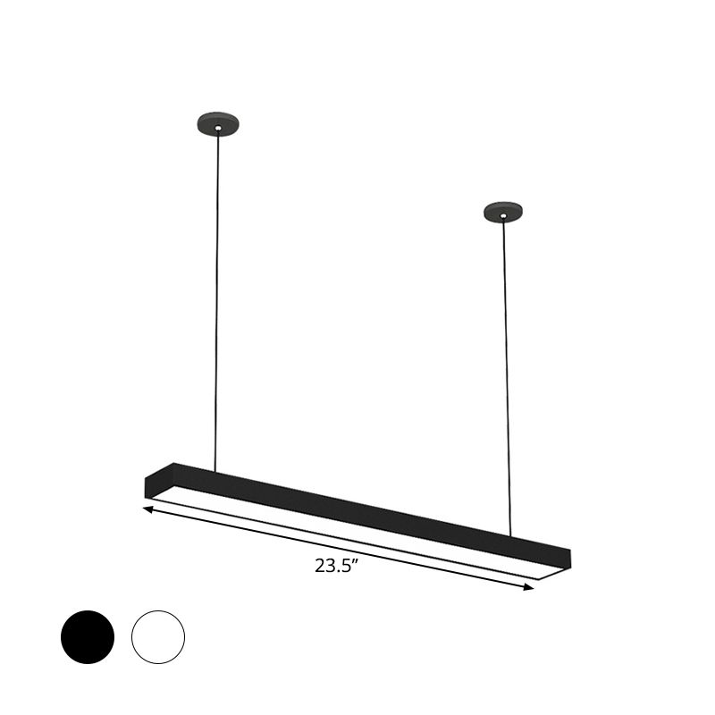 Schwarz/weißes Rechteck Pendellicht einfach 23,5 "/35,5"/47 "Weites LED -Eisenhängeleuchte für Büro