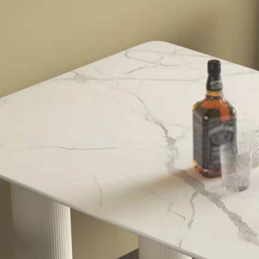 Metal Contemporary Free Form Dining Table Sintered Stone Top Table for Dining Room and Kitchen