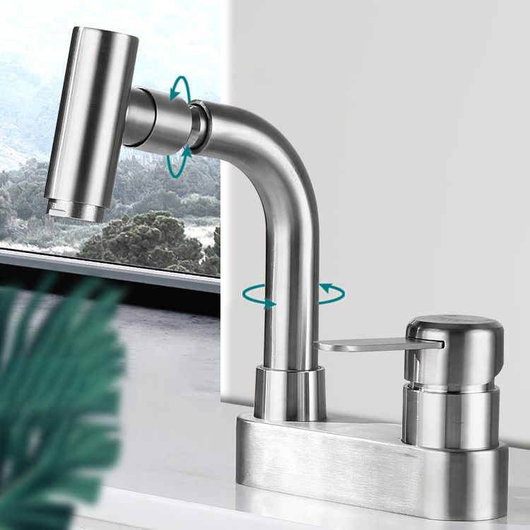 Centerset Bathroom Faucet Stainless Steel Lever Handle 2 Holes Swivel Vanity Sink Faucet