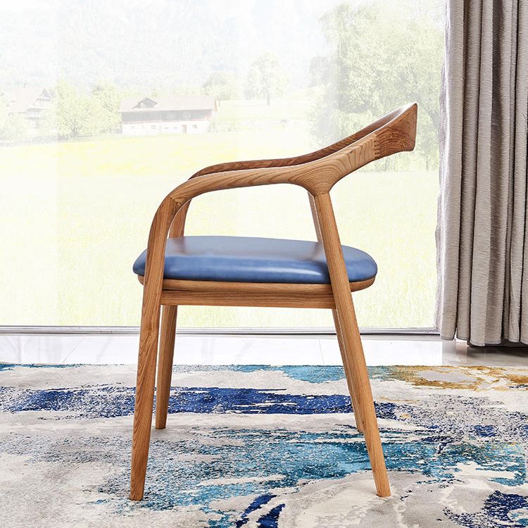 Silla de madera de fresno de estilo tradicional, juego de sillones con respaldo abierto para comedor y cocina