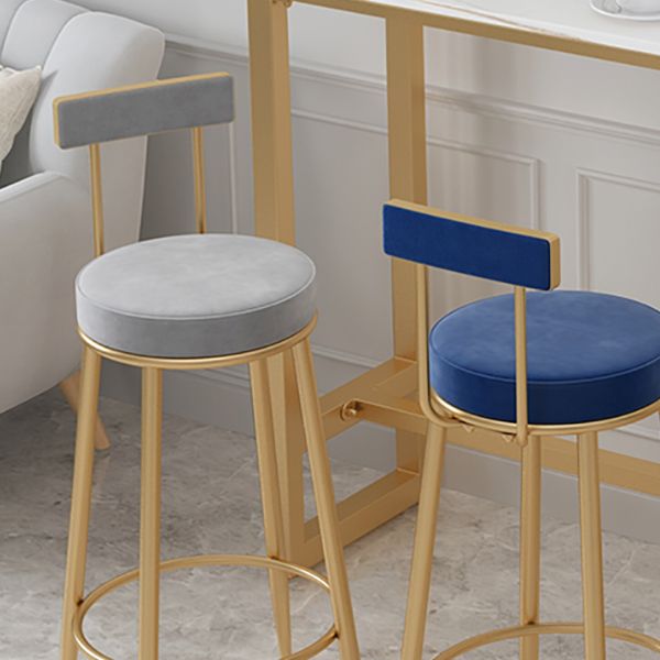 Glam Upholstered Counter Stool Bar-height Low Back Bar Stool with Metal Base