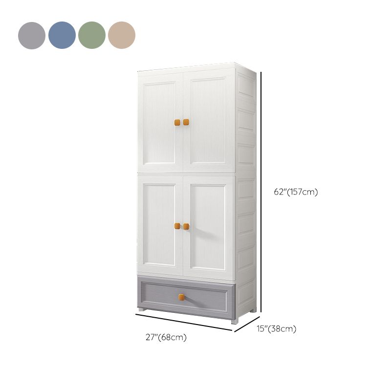 Bedroom Plastic Cabinet with Hinged Doors Matte Finish Modern Storage Cabinet