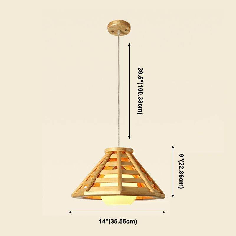 Lampada a ciondolo cono in stile moderno 1 lampadina in lampadina in legno per la casa da tè