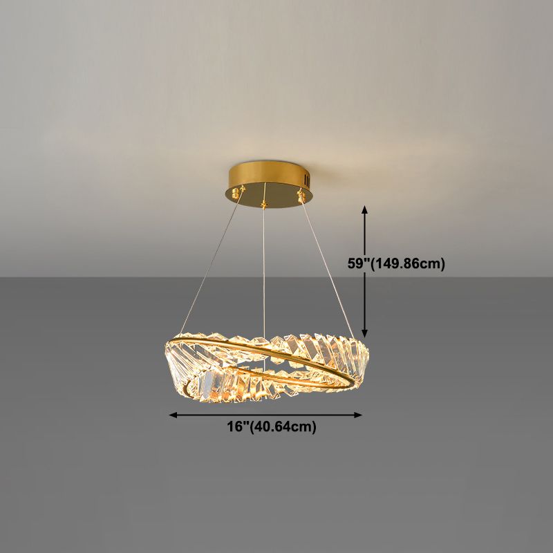 Round Shape Crystal Chandelier Modern Stainless Steel Down Lighting Pendant for Bedroom