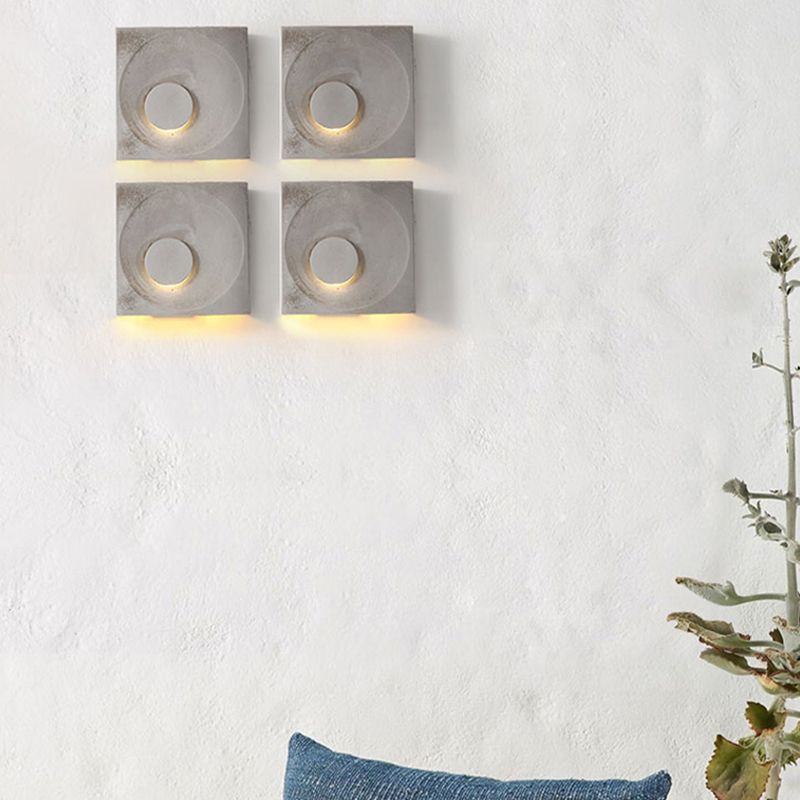 Modern Style Cement Wall Sconce Square Shape Wall Light for Living Room