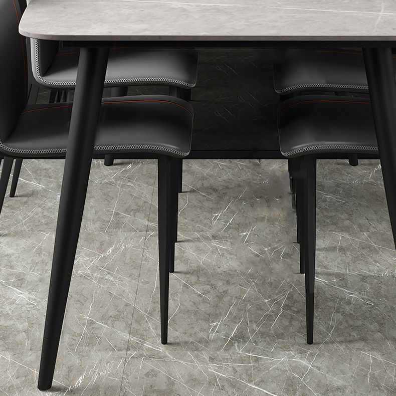 Simplicity Style Sintered Stone Dining Table 4 Legs Carbon Steel Base Rectangle Table for Home