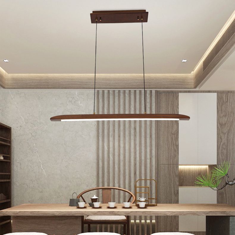 Linear Large Kitchen Pendant Lights Wood Modern Chandelier Lighting Fixtures for Restaurant