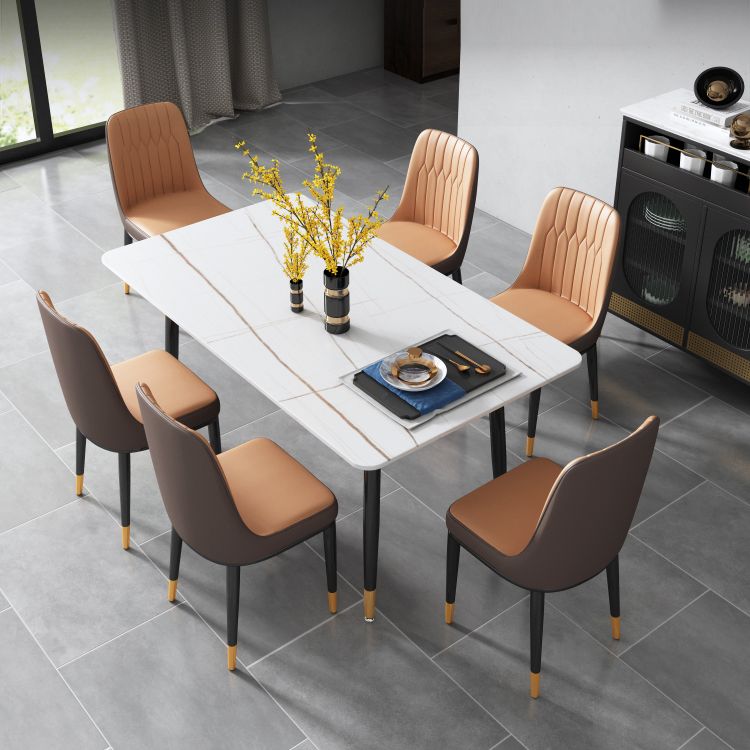 Contemporary Style Metal Dining Chairs Dining Armless Side Chair for Kitchen