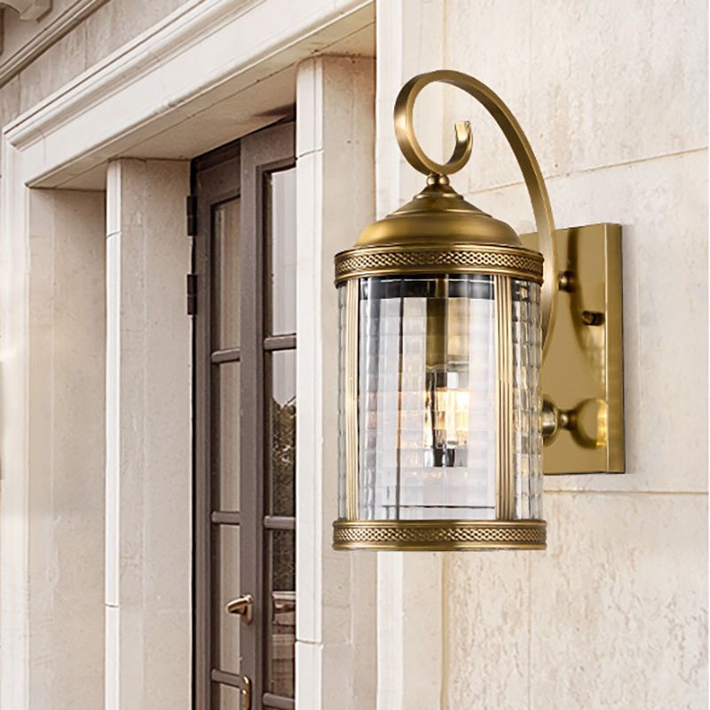 Gold 1 Head Wall Lighting Traditional Metal Birdcage Wall Mounted Light with Clear Glass Shade for Porch