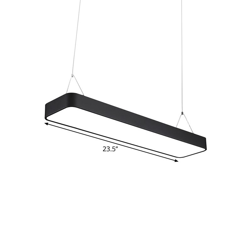 Office LED Hanging Pendant Modern Black Suspension Lighting with Rectangle Acrylic Shade, 23.5"/47"/71" L
