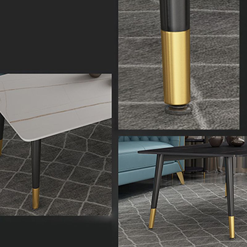 17.72" H Simple Stone Coffee Table Glam Rectangular Cocktail Table