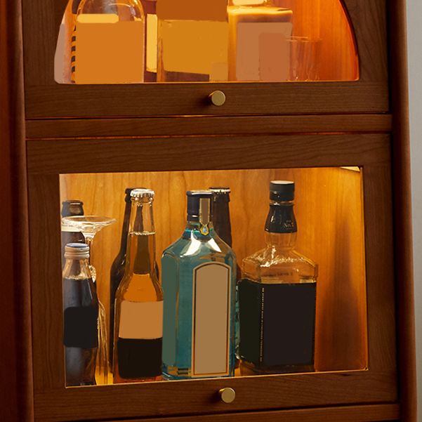 43.3" Tall Natural 1-Drawer Side Cabinet in Cherry 2 Glass Door Solid Wood Chest