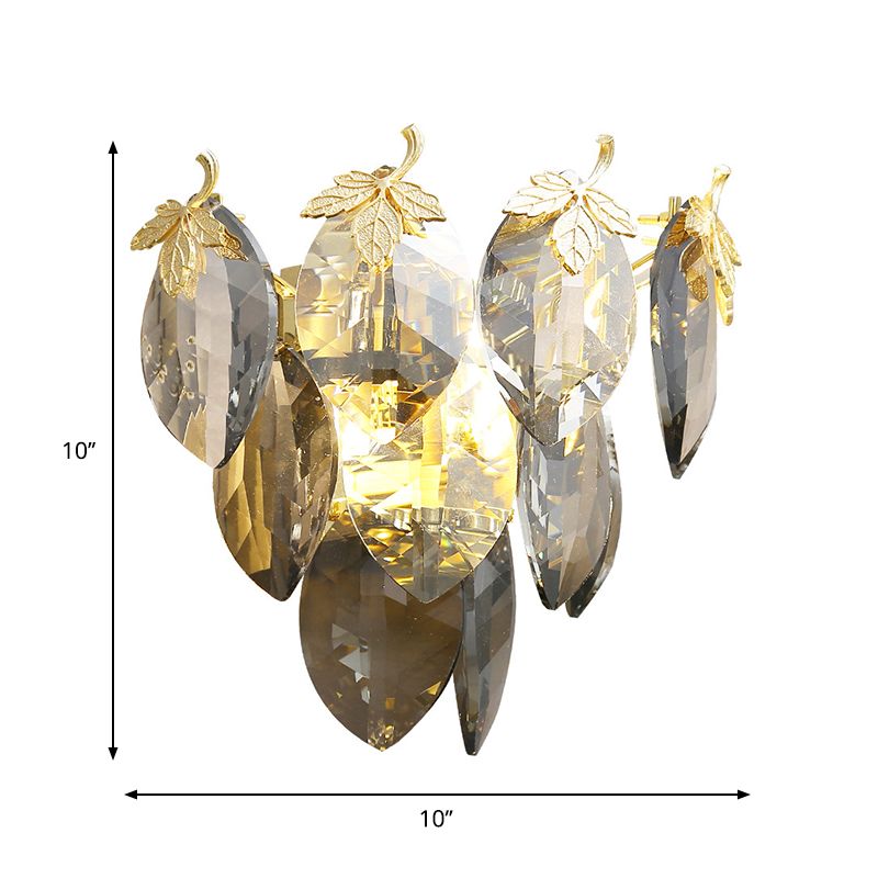 Éclairage d'applications murales à 3 niveaux Mother Style Crystal Block 2 Light Gold Mur Mount Lampe pour la salle d'étude