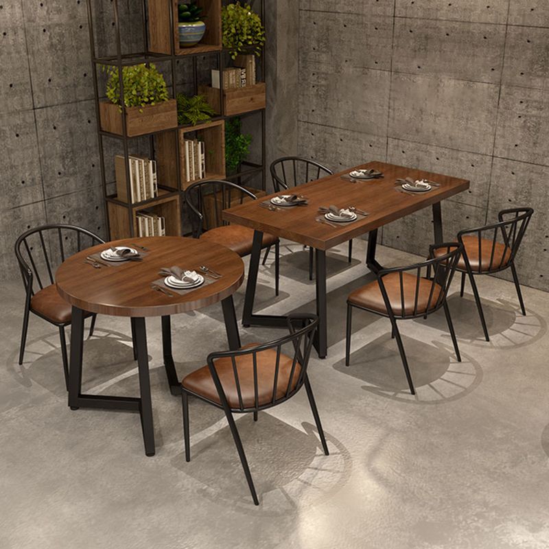 Table à manger industrielle table en bois massif en pin avec piédestal double noir pour le dîner de cuisine à domicile