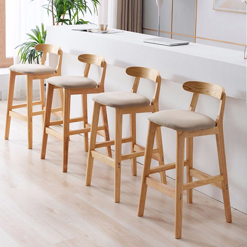 Modern Style Bar-stool Wooden Legs with Footrest Low Back for Kitchen Bar