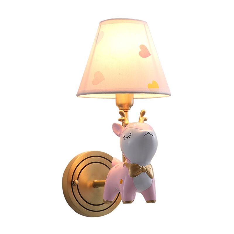 Minimalist Style Wall Sconce Lighting Deer Sconce Light Fixture with Fabric Shade