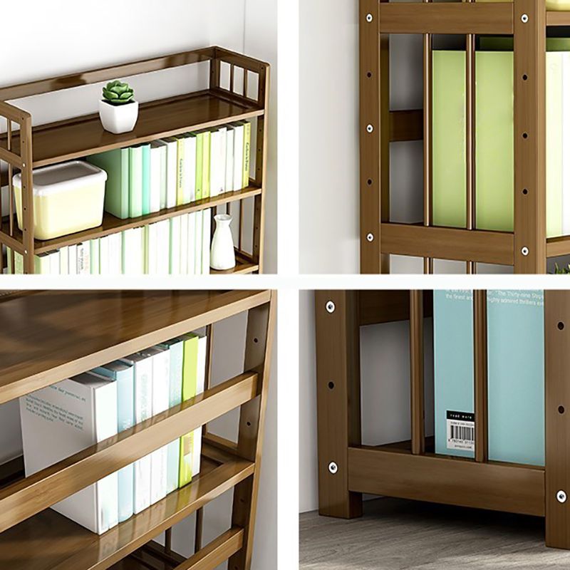Standard Bamboo Shelf Bookcase Contemporary Brown Open Bookcase