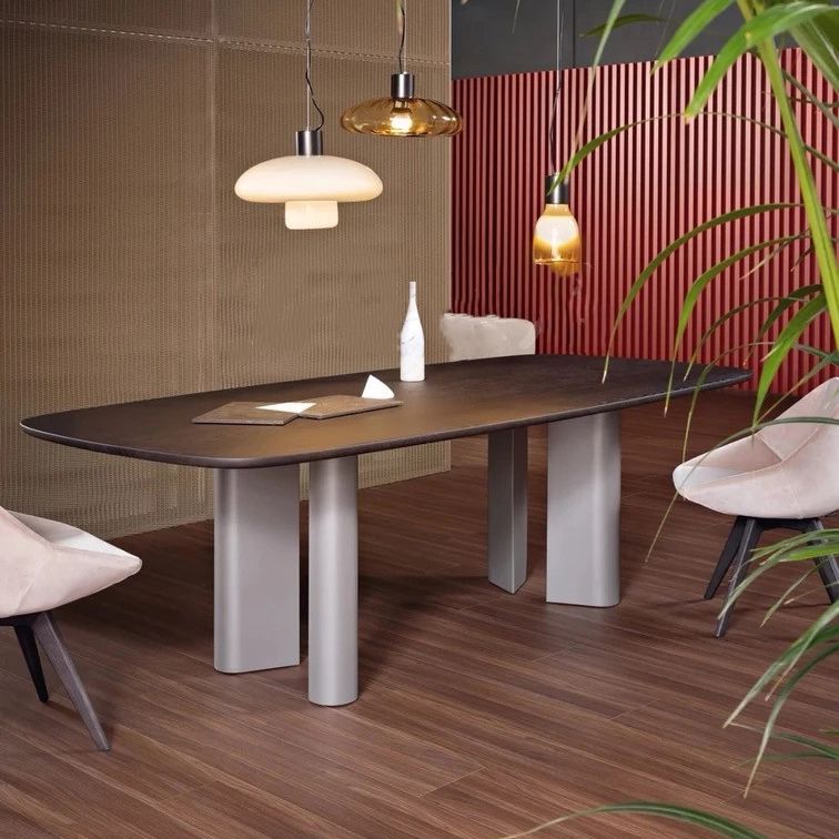 Rechteck minimalistische Esstisch Massivholz fester Tisch mit 4 Beinen
