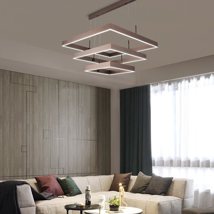 Lámparas de lámparas cuadradas de tres niveles lámpara de metal moderno 3 luces lámparas