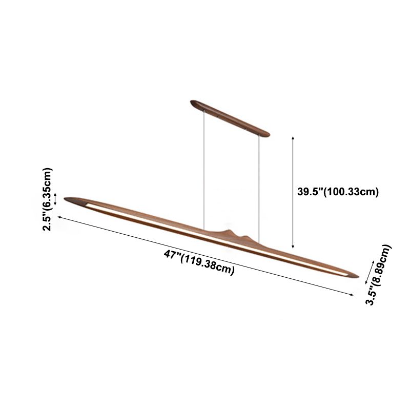 Wood Hanging Pendant Lights Nordic Modern Linear Hanging Lamps for Tea Room