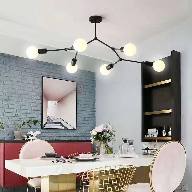 6 lampadario a sospensione del ramo leggero leggero lampadario a soffitto in vetro moderno per soggiorno per soggiorno