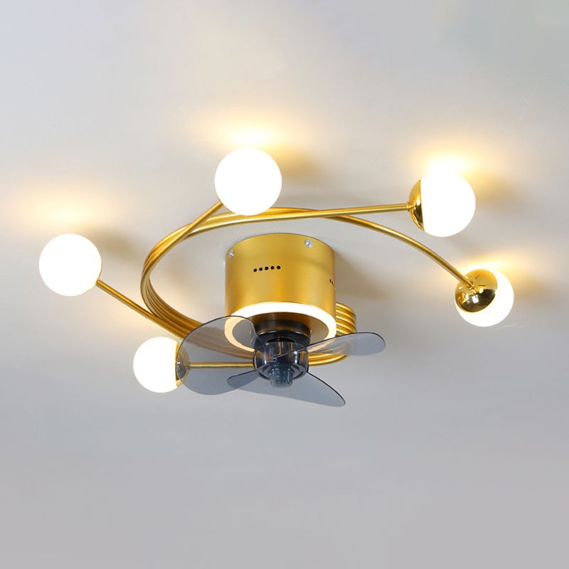 Nordic Style Metal Ceiling Fan Lamp Ball Shape LED Ceiling Fan Light for Living Room